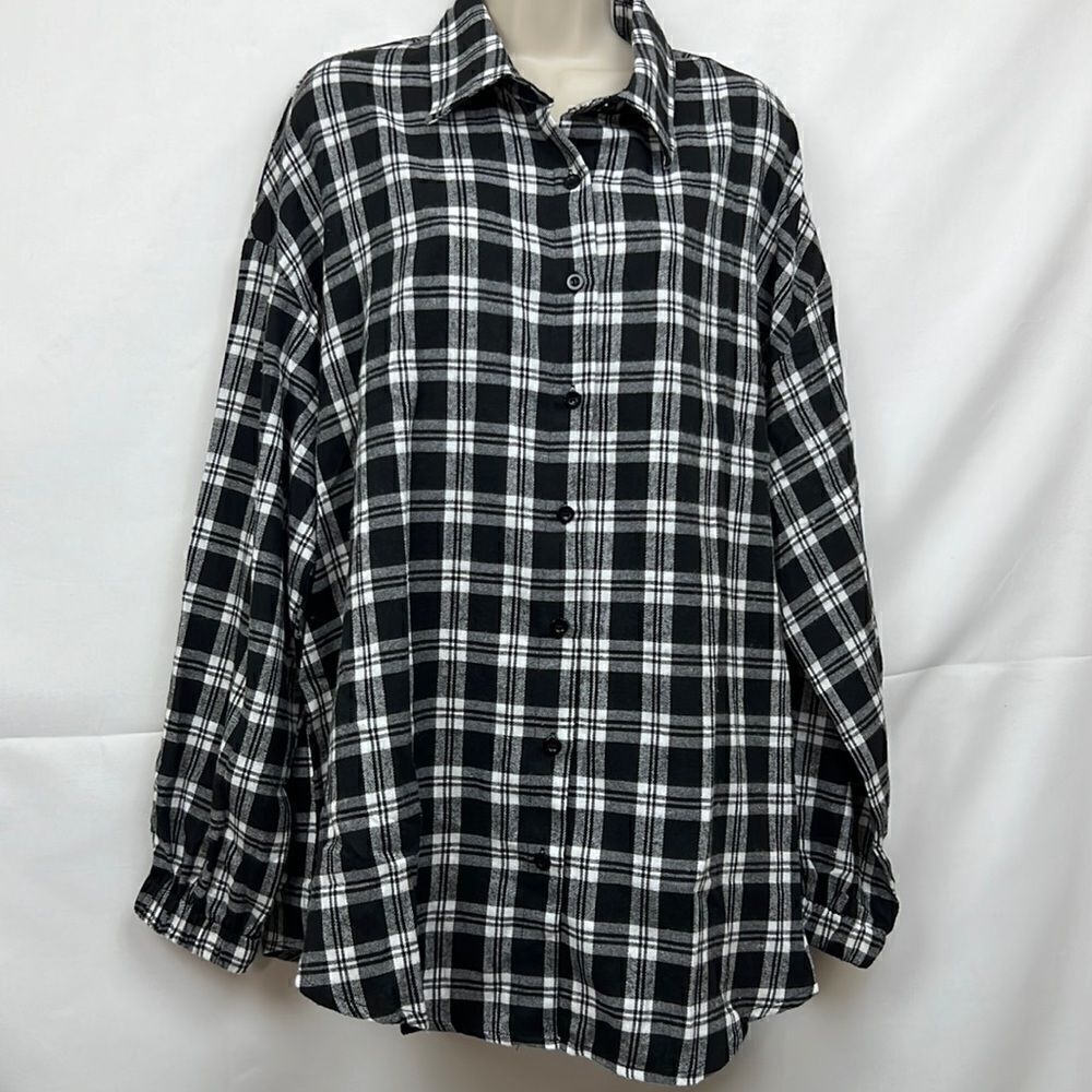 Hotouch black and white plaid flannel shirt size xl